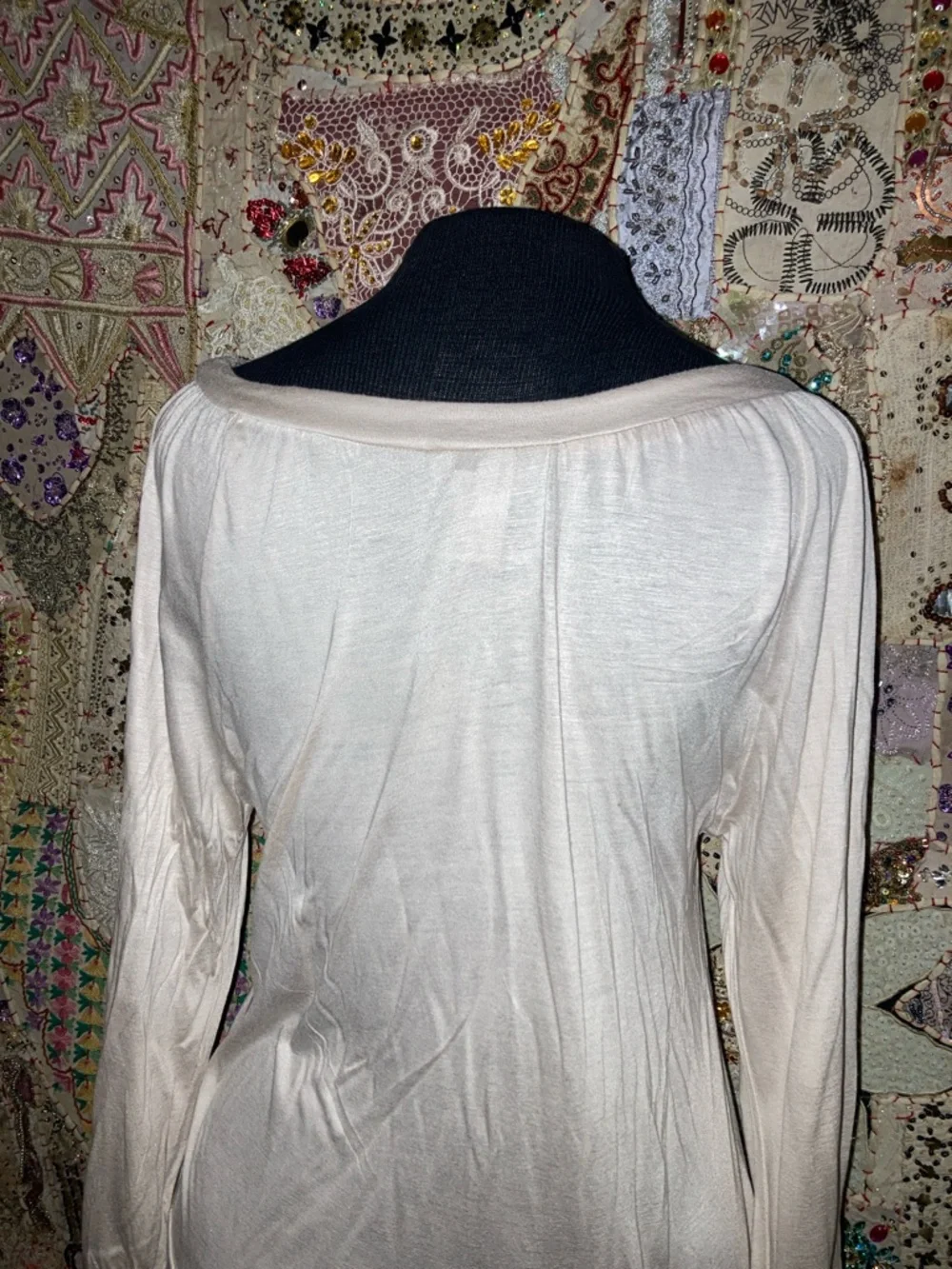 H&M Light Beige Scoop Neck Long Sleeve Top - Picture 4 of 5
